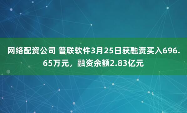 网络配资公司 普联软件3月25日获融资买入696.65万元，融资余额2.83亿元